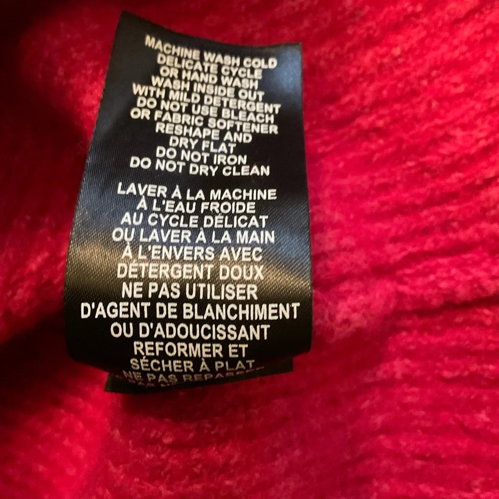 ✨ 🩷 Tahari Fuchsia Pink Merino Wool Blend Turtleneck Sweater Size L EUC - Picture 5 of 8